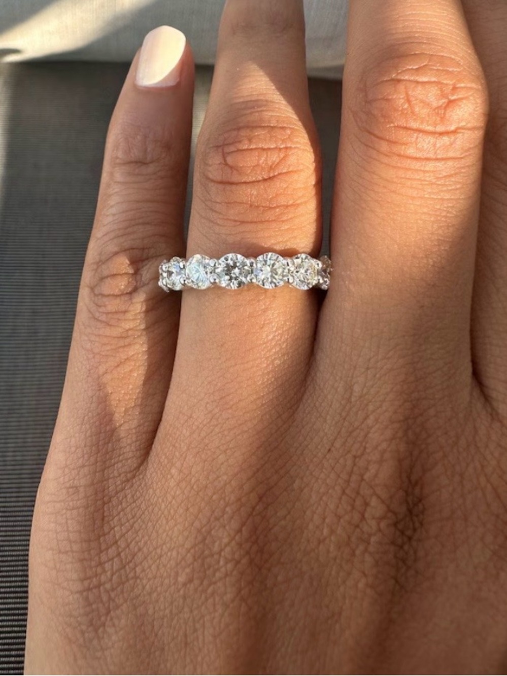 Brilliant White Diamond Eternity Ring in Silver Tone